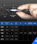 Rugged M35 Cobalt Center Drill Bit With TiAln Coating For Nailing Precise Starter Holes In Stainless Steel Cast Iron And Copper Number 3 Size specifications showing dimensions and angles.