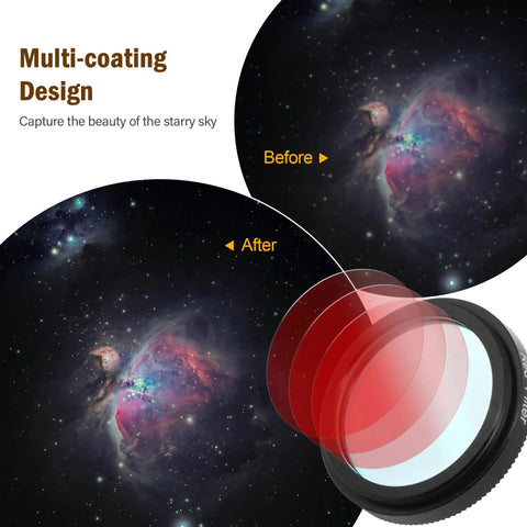 Comparison of astrophotography before and after using LRGB 1.25 Inch Filter Set For Monochrome CCD Cameras With Luminance Red Green Blue Filters And UV IR Blocking To Deliver Bold High Contrast Pro Level Astrophotography Results