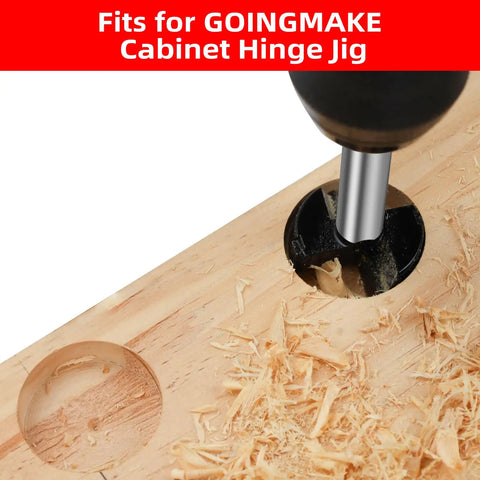 Heavy Duty 2 Pack 35mm Carbide Tipped Hinge Drill Bits For Concealed Cabinet Jigs Making clean holes in plywood.