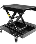 Center Scissor Lift Motorcycle Floor Jack With Wheel Cart Dolly Table Stand 1100 Lbs Capacity Built For Street Bikes And Cruisers