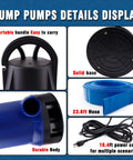 1.5HP Sump Pump Beast With 4000GPH High Flow Clean And Dirty Submersible Water Pump parts and specifications display