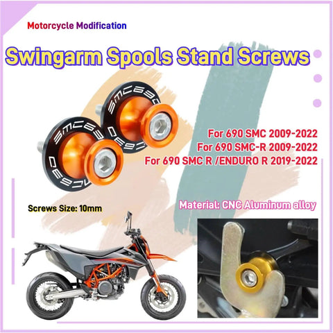 10mm Swingarm Spools And Stand Screws For 690 SMC SMC R Enduro R Motorcycles 2008 2022 Upgrade Kit Durable Aluminum Mounts For Easy Lifts Clean Look Smooth Fitment And High Quality Construction