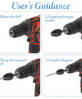 Two Pack Keyless Drill Chuck Adapter For Impact Driver 1 Quarter Inch Hex Shank Fast Change Converter Tool Attachment Extension DIY Friendly Wide Clamping Range From 0.3 To 6.5 mm And 0.3 To 3.6 mm user guidance steps