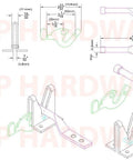 Tough As Nails Stainless Steel 304 Automatic Self Locking Gate Latch 20 Pack Satin Finish technical drawing dimensions