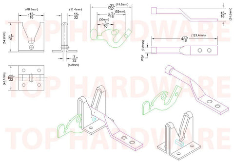 Tough As Nails Stainless Steel 304 Automatic Self Locking Gate Latch 20 Pack Satin Finish technical drawing dimensions