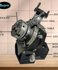 4 Inch Tilting Milling Rotary Table with 0 to 90 Degree Tilt, 65mm Chuck, and Dial for Metalworking Precision Indexing