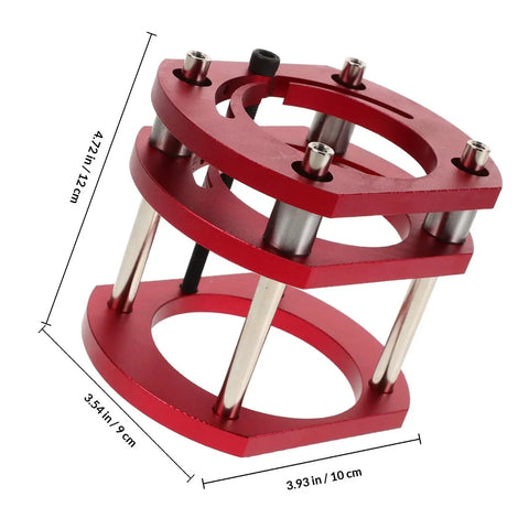 Getajghsd Iron Router Table Lifting System Base For Precision Slotting And Fine Processing With Red Adjustable Lift Platform displaying dimensions of 4.72x3.93 inches.
