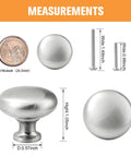 Satin Nickel Cabinet Knobs 20 Pack Single Hole Mushroom Style Round Hardware measurements with US quarter for size comparison
