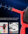 Heavy Duty Manganese Steel Drain Auger 32 Foot Plumbing Snake showing the spring action handle for easy control and operation.