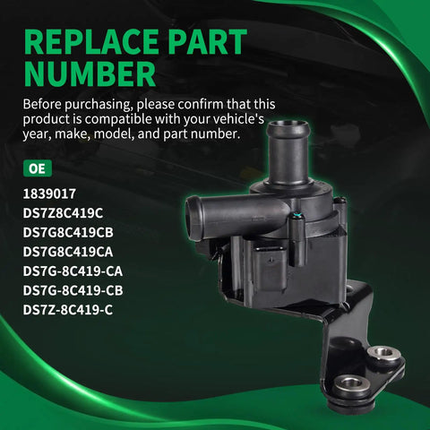 Tight Fit No Sweat Swap Durable Electric Auxiliary Water Pump For Ford Escape And Fusion Coolant System Smooth Highway Ready Solid Under Hood Performance Reliable Replacement Component with part numbers