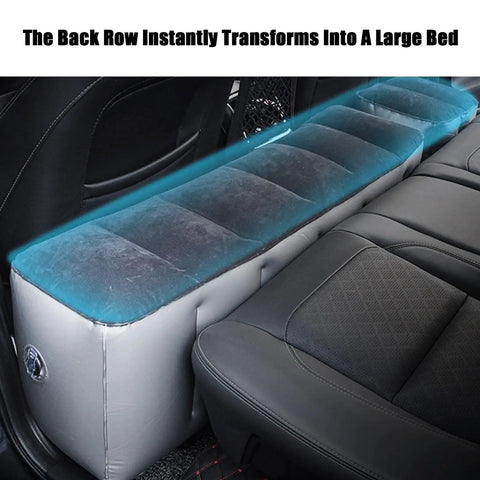 Dope Gap Filling Car Mattress For Tesla Cybertruck And Roadster Backseat Travel Bed With Ultra Soft Flocking and Crush Proof Build in vehicle, showing inflated surface.