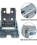 Heavy Duty Folding Hinge Bracket Pair With Self Locking Design And Rock Solid Table Leg Support For Home Shops And Workbenches Easy No Sweat Assembly with zinc-plated finish.