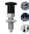 Top Shelf M6 Stainless Steel Spring Loaded Indexing Plunger With 4Mm Retractable Pin Non Locking Ergonomic Knurled Grip Heavy Duty Industrial Shop Tools Two Piece Set - Close-up view of indexing plunger.