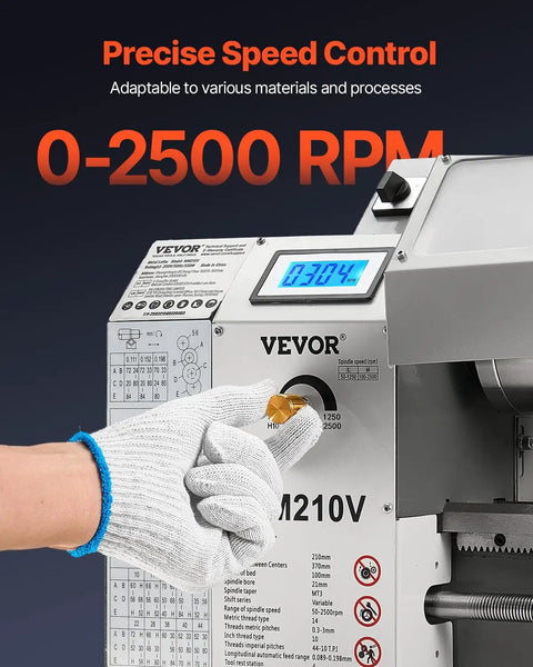 Hand adjusting Powerful Benchtop Metal Lathe For Makers And Pros 8 X 16 Inch Turning Capacity 550W Variable Speed 0-2500 RPM
