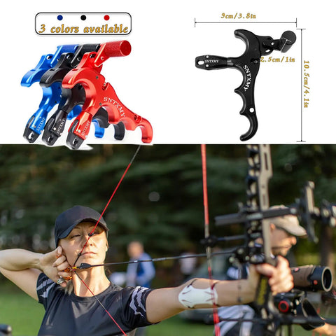 360 Degree Rotatable Thumb Bow Release For Compound Bow Archery Release Trigger With Automatic Jaw Closure 4 Finger Black