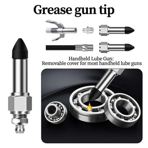 Grease Gun Needle Tip Kit 7 Pc With 5 Needle Tips, Rubber Adapter And Dispenser For Tight Spaces, Precision Lubrication