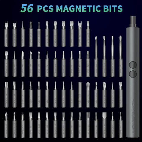 62 In 1 All In One Electric Screwdriver Kit With Mixed Power And Cordless Design Rechargeable Battery Shadowless LED Lights Precision Bits