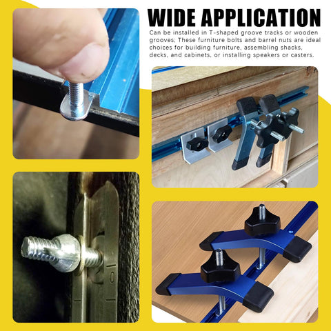 40 Pcs Tee Bolt Set 1/4-20 Thread T Slot Bolts for Woodworking Jigs and Fixtures installed in T-slot tracks on furniture