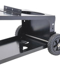 Side view of Heavy Duty Welding Cart for Welder With Dual Tier Angled Top Shelf Holds 80 Cu Ft Gas Cylinder Cables and Accessories Two Wheels Portable Steel Cart Black showing wheels and lower shelf.