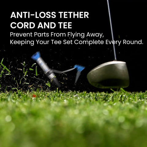 Golf club hitting 80mm Magnetic Golf Tees 80 mm Long Unbreakable Plastic 4 Pack Blue Red Reusable Practice Tees For Men And Women Flexible Magnet Lift Step Design For Better Contact And Lower Ball Spin with anti-loss tether.