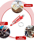 6 Inch Safety Wire Pliers And 33 Feet 0.5mm Steel Wire Kit Heavy Duty depicted with industry, aircraft, and auto mechanic uses.