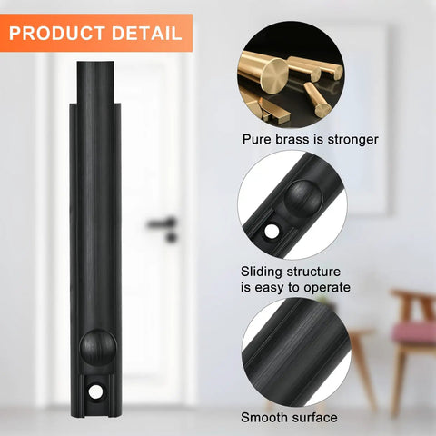 Heavy Duty Solid Brass Surface Door Bolt Four Inch Black Finish Smooth Glide Concealed Flush Latch With Universal Mortise Strikes Built Tough For Rock Solid Home And Window Security Gear