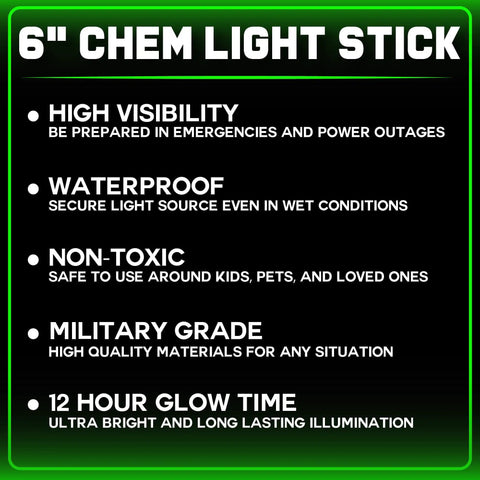 Emergency Glow Sticks Pack Ultra Bright Chem Light Sticks Individually Wrapped Military Grade Quality 12 Hour Run Time Bulk