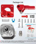 Beefed Up Dual Gear Ender 3 Extruder With Nema 17 Motor For Creality 3D Printers package list showing components and user manual