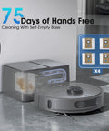 Robot Vacuum And Mop Combo With LiDAR Navigation, 75 Days Self-Emptying Base, no-fuss WiFi app Alexa voice control, on hard floor