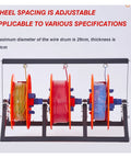 Heavy Duty Folding Cable Rack Pro Grade Wire Dispenser with spools loaded in anti-tangle slots