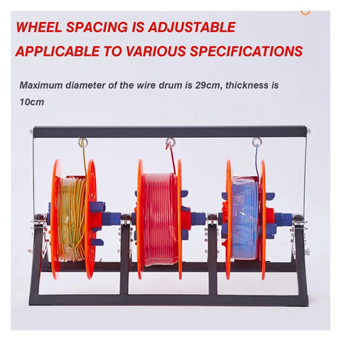 Heavy Duty Folding Cable Rack Pro Grade Wire Dispenser with spools loaded in anti-tangle slots
