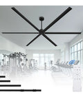 Monster Size 120 Inch HVLS Industrial Ceiling Fan With Aluminum Blades Reversible DC Motor shown in a gym setting