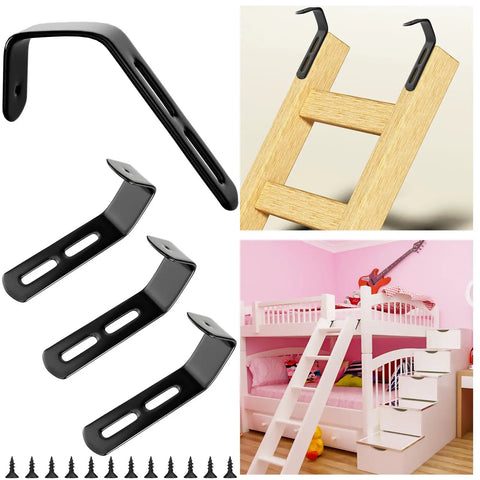 Heavy Duty Angled Bunk Bed Ladder Hooks 4 Pack With Mounting Screws Rock Solid Adjustable Steel Brackets for secure bunk setups