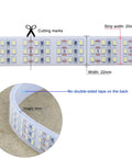 Close-up of 16.4Ft Triple Row LED Strip Lights Daylight White 6000K DC12V 1800 LEDs showing cut marks and width dimensions.