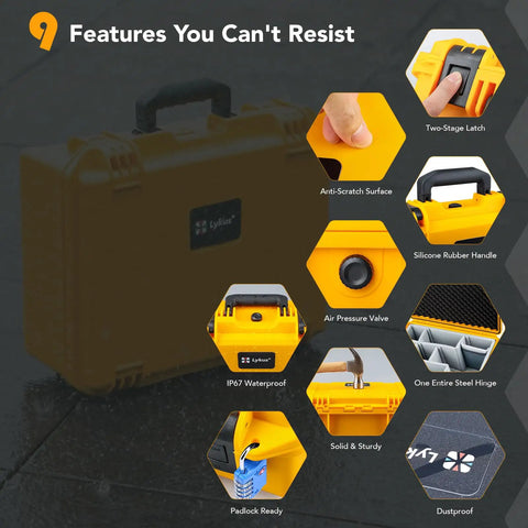 Features of the Waterproof PVC1 Hard Camera Case With Padded Dividers for Cameras Lenses and Dual Drones