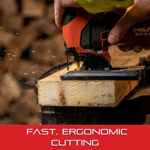 Using Bi-Metal Unified Shank Jigsaw Blade For Wood Cutting High Precision 3 Inch Length 6 TPI on wooden plank