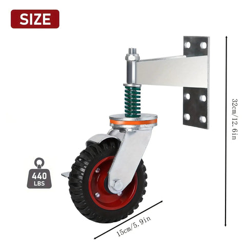 Heavy Duty 6 Inch Gate Wheel With 500 Pound Load Capacity, 360 Degree Swivel Gate Caster, Spring Loaded, Metal Tube Gate Wheel