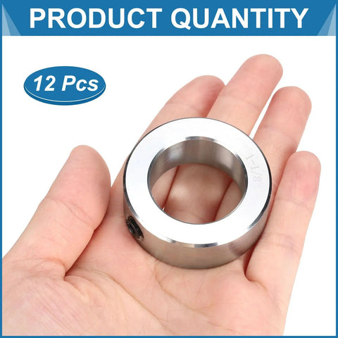 12 Pack Hollow Shaft Collars With Set Screws One And One Eighth Inch Bore One And Three Fourths Inch Outer Diameter Five Eighths Inch Thick Zinc Plated Carbon Steel Lightweight Lock Collar Clamp For Axles.