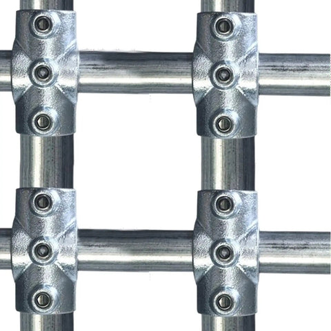 Half Inch Galvanized Steel Cross Socket 4 Way Pipe Fitting DN15 For Industrial DIY Projects grid pattern installation