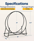 Specifications of 32 Inches Firewood Log Rack Hoop With Cover Built Tough Heavy Duty Solid Steel Storage Rack And Cover Set