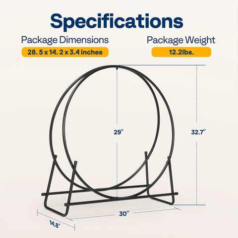 Specifications of 32 Inches Firewood Log Rack Hoop With Cover Built Tough Heavy Duty Solid Steel Storage Rack And Cover Set