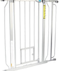 Extra Tall Walk-Through Pet Gate With Small Pet Door Expands From 29 To 36.5 Inches Wide Stands 36 Inches High Includes 4 Inch Extension Kit