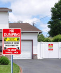 Heavy Duty 14X10 Inch No Dumping Signs 2 Pack Of Rustproof Aluminum Weather Resistant Warning Notice with 24 Hour Video Surveillance