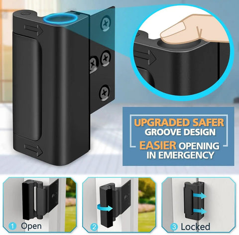 Door Reinforcement Lock For Front Door With 800 Lbs Strength Top Of Door Safety Latch Kid Safe Flip Lock Heavy Duty