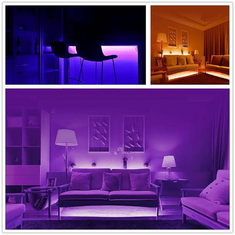 Multicolor Battery Powered LED Strip Lights With Remote Control for indoor decor, purple lighting under tables and sofas
