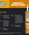 Heavy Duty Concrete And Mortar Repair Adhesive For Plugging Deep Cracks And Patching Blown Out Masonry Indoors Or On The Driveway Pro Grade Water Resistant All Weather Formula 10 3 Oz Tube instructions and product details.
