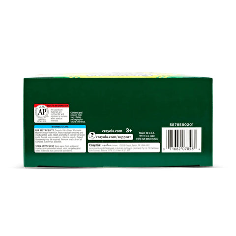 Ultimate Washable Broad Line Marker Haul 40 Pieces Assorted Brilliant Shades Kid Friendly Art Bundle packaging information on the back.