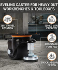 Beefy 2.5 Inch Leveling Swivel Caster Wheels With Adjustable Foot Pad Heavy Duty 550 Kg Load Capacity 1212 Lb in workshop