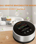 Long Life Radon Detector With 20 Year Sensor And Home Air Quality Monitor, Audible And Visual Alarm, Adjustable Threshold, Real Time Radon Alerts, Easy Setup, Low Power Operation For Safer Home, round tabletop unit