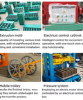 Heavy Duty Concrete Block Making Machine Adjustable Brick Press For Commercial Workshop Use High Volume Output showcasing extrusion mold, electrical control cabinet, mobile trolley, and pressure system.